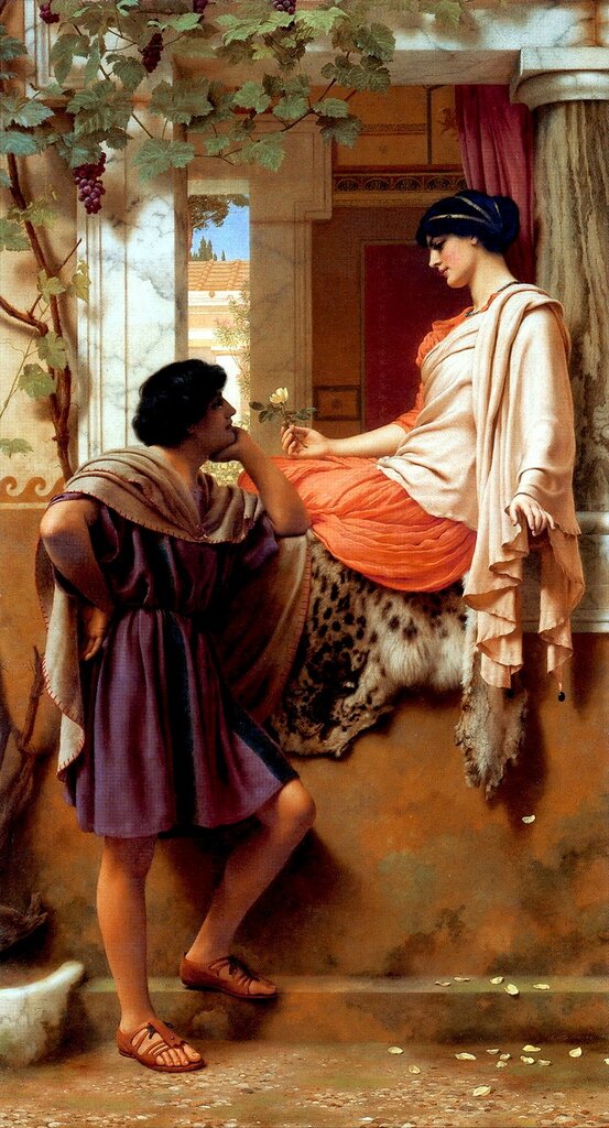 John William Godward (1861-1922) - ,   - The Old, Old Story